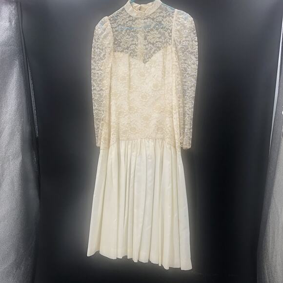 Vintage 1980s Women's Chiffon Sheer Skirt Drop Waist Cocktail Dress - Picture 2 of 14